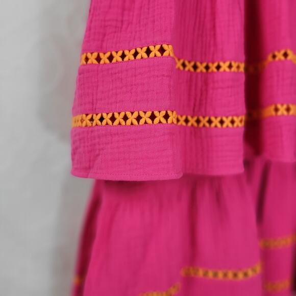 Scoop Womens Dress Sz 3XL Bright Pink 3/4 Sleeve Lace Detail Tiered Mini Belted‎ - Picture 6 of 14
